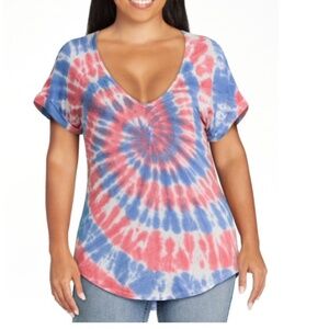Juniors Tie Dye Tee/ Summer Tops for Women Causal Oversized Crew Tee/ V-neck tee